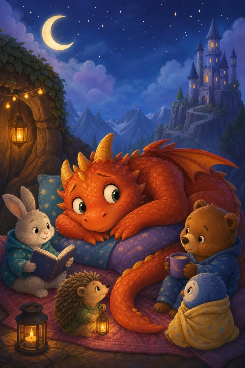 Illustration for the story "The Dragon Who Couldn't Sleep"